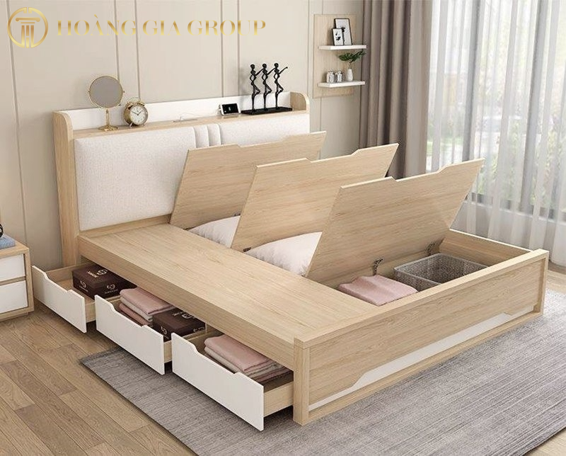 Lựa chọn loại giường kết hợp các ngăn tủ giúp tiết kiệm diện tích