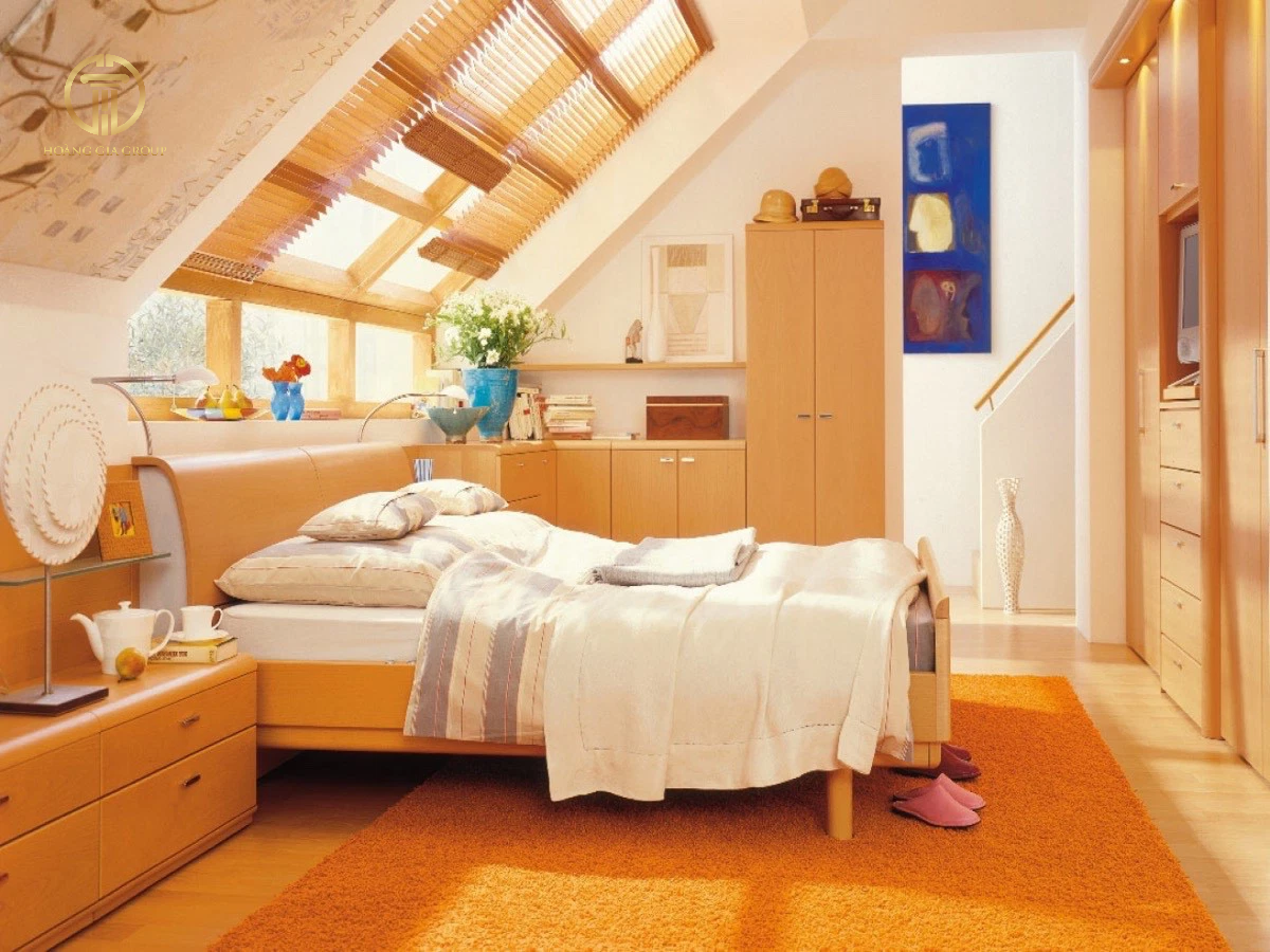 Mẫu trang trí phòng ngủ gác mái với diện tích nhỏ