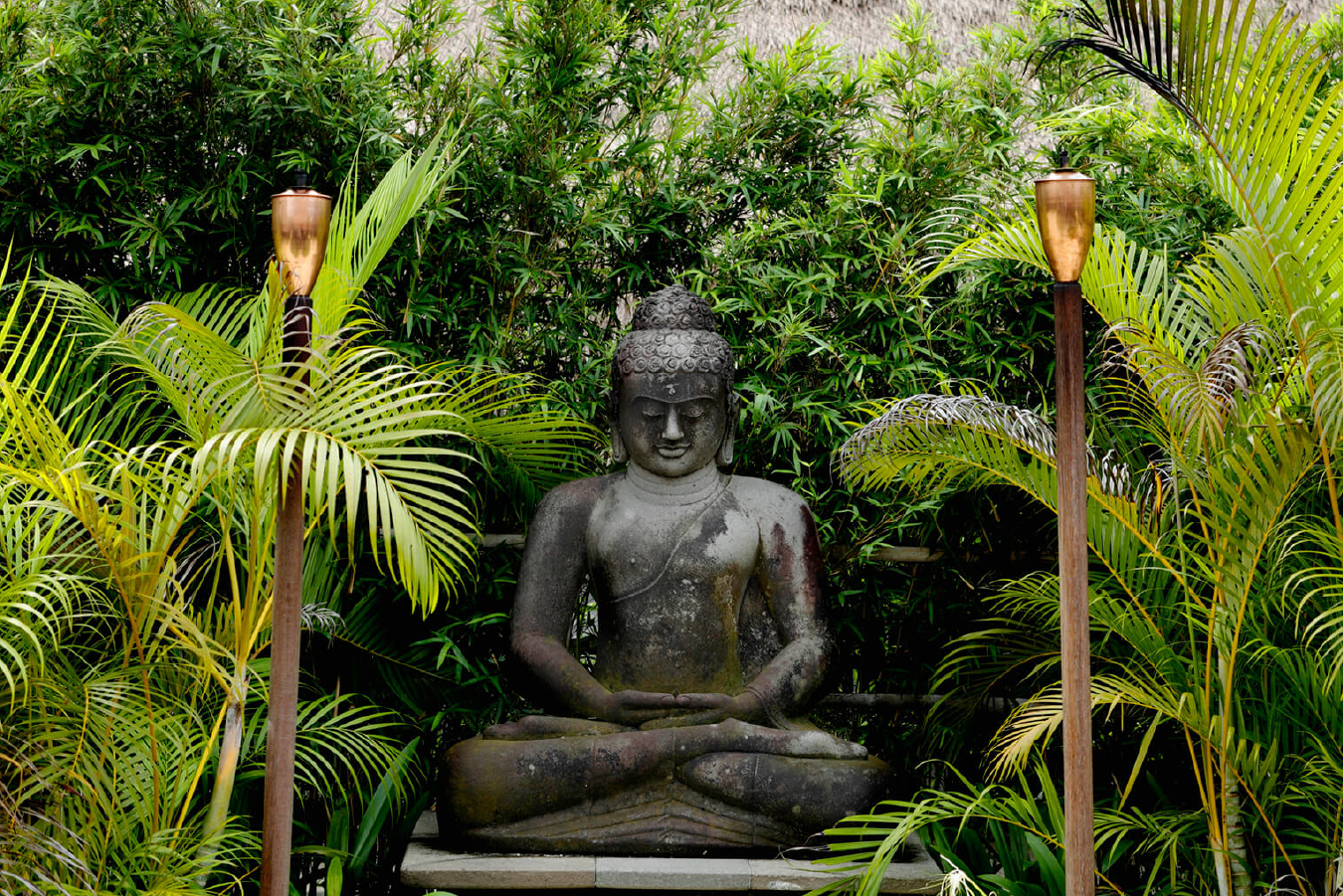 Tượng Phật trưng bày trong vườn